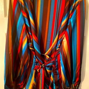 INC wrap silk striped top. Blouson sleeve